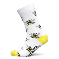 Socks Sigtuna Bumblebees Underwear Socks Regular Socks Valkoinen DEDICATED