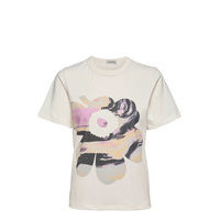 Hyvike Maisema Unikko T-Shirt T-shirts & Tops Short-sleeved Valkoinen Marimekko