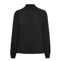 Arina Solid Button Neck Top Pitkähihainen Pusero Paita Musta French Connection