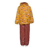 Rainwear Set -Aop, W.Fleece Outerwear Rainwear Sets & Coveralls Vaaleanpunainen CeLaVi