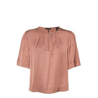 Woven Viscose Top Blouses Short-sleeved Vaaleanpunainen Scotch & Soda