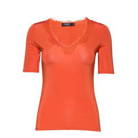 Slclara V-Neck Ss T-shirts & Tops Short-sleeved Oranssi Soaked In Luxury, Soaked in Luxury