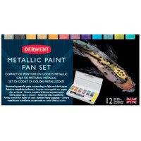 Derwent Metallic Watercolor Paint 12 Pan Palette -akvarellilajitelma