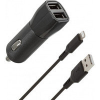 Wave autolaturi, 2 x USB + Lightning-kaapeli