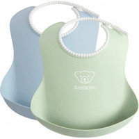 BabyBjörn Baby Bib -ruokalappu, 2 kpl, Powder Green / Powder Blue