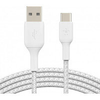 Belkin BOOST CHARGE™ USB-A - USB-C kaapeli punottu, 3m, valkoinen