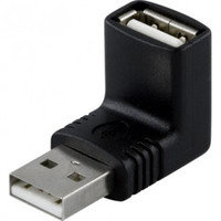 DELTACO USB -kulma-adapteri, USB A uros - USB A naaras