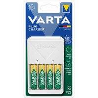 VARTA Plug Charger -latauslaite + 4 x AA 2100mAh (57606) akkuparistoja, Varta