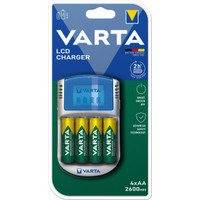 Varta LCD Charger -latauslaite ja 4 kpl AA (LR6) 2600 mAh akkuparistoja