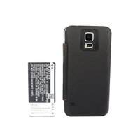 Samsung Galaxy S5 tehoakku 5600 mAh - Mustalla Flip Cover suojakotelolla