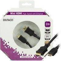 DELTACO HDMI-kaapeli v1.4+Ethernet 19-pin u-Mini u 1080p musta 2m