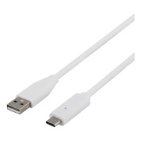 DELTACO USB 2.0 kaapeli Tyyppi C - Tyyppi A ur 2m valkoinen