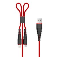 DEVIA Fish1 2in1 lightning / micro USB kaapeli 1 2m punainen