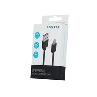 Forever Lightning + microUSB kaapeli lataus- ja synkronointikaapeli - Musta