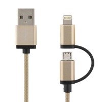 DELTACO PRIME USB-kaapeli USB Micro B ja lightning MFi 1m kulta