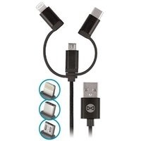 Forever USB 3in1 nylon micro USB + Lightning + Type-C kaapeli