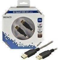 DELTACO USB 2.0 kaapeli Tyyppi A uros - Tyyppi A uros 2m beige/musta