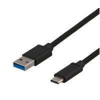 DELTACO USB 3.1 Gen 1 punottu kaapeli USB-C ma to USB-A ma 1.5m 2A 40W musta