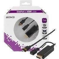 DELTACO Slimport - HDMI-kaapeli USB Micro B - HDMI ur 1m musta