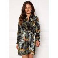 Pieces Kimi LS Shirt Dress Black, AOP Jungle Le