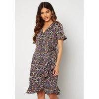 ONLY Olivia S/S Wrap Dress Black / Shore Flower