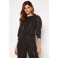 SELECTED FEMME Sandra Glitter LS Top Black AOP Silver