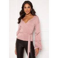 BUBBLEROOM Maggie knitted wrap top Dusty pink