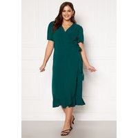 John Zack Curve Short Sleeve Wrap Frill Curve Dress Green 52