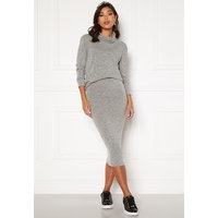 BUBBLEROOM Nalia fine knitted skirt Light grey melange