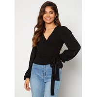 BUBBLEROOM Vilja rib wrap top Black