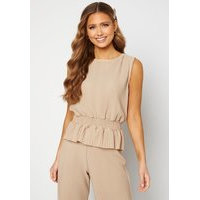 BUBBLEROOM Lola pleated sleeveless top Beige