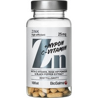 BioSalma Zink 25mg + C-vitamin & Nypon 100 tablettia