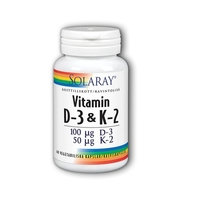 Solaray Vitamin D3 & K2 60 kapselia