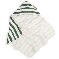 Done by Deer Hooded Towel Stripes Green