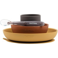 Nattou Soft Silicone Ruokasetti 4-osainen Mustard/Terracotta
