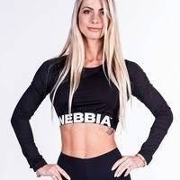 Nebbia Longsleeve Crop Top, Black, M, NEBBIA