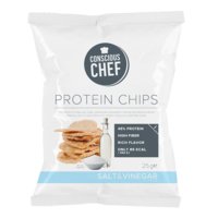 3 x Protein Chips, 25 g, Salt & Vinegar, Lyhyt päiväys, Conscious Chef