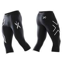 Men's 3/4 Compression Tights, black/silver logo, 2XU