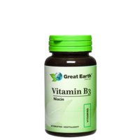 Vitamin B3 Niacin, 60 tablettia, Great Earth