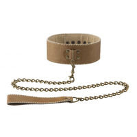 Ouch - Brown, Leather Collar with Leash