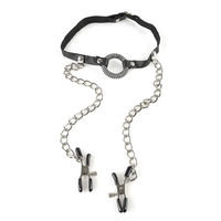O-Ring Gag with Nipple Clamps, Fetish Fantasy Series