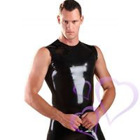 Sleeveless Latex T-Shirt, musta