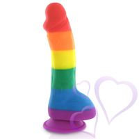 Pride Dildo - Silicone Rainbow Dildo with Balls