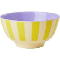 Rice - Melamine Bowl - Yellow Stripes Print Medium