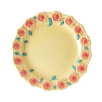 Rice - Ceramic Lunch Plate w. Embossed Flower Design - Creme