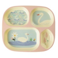 Rice - Melamine Kids 4 Room Plate - Pink