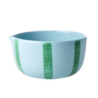 Rice - Ceramic Salad Bowl - Blue w. Green Stripes