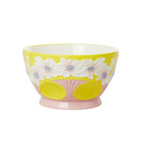 Rice - Ceramic Bowl with Embossed Flower Design - Yellow