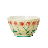 Rice - Ceramic Bowl with Embossed Flower Design - Creme