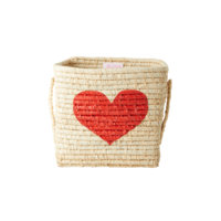 Rice - Small Square Raffia Basket - Heart